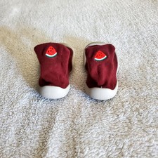 Baby 24/26 Sock like Shoes Burgandy Watermelon Anti-Slip Sole Boy/Girl Comfy Fun Baby Socks price