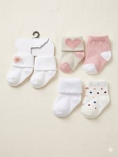Lot Of 5 Pairs Carter's Child of Mine Baby Girl Newborn Socks  Pink White Baby Socks price