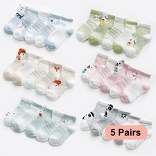 5 Pairs Baby Socks 0-2Y Cotton Mesh Cartoon Infant Toddler Boys Girls Soft USA Baby Socks price