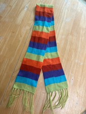 Women’s Multicolor Striped Wool Knit Rectangle Scarf with Fringe Women's Scarf price