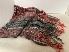 SCARF SHAWL WRAP PASHMINA CASHMERE SILK FRINGE RED BLACK GRAY COLORS Women's Scarf price