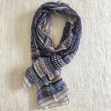 Boho Floral Print Lightweight Scarf Wrap Navy Beige Pink Women's Scarf price