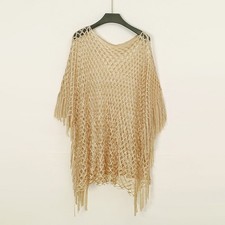 LAVEN Women Bright Silk Shawl Scarf Hollow Out Tassel Beach Cover Up 135x100CM Women's Scarf price