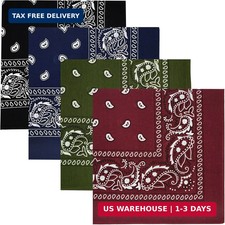 4 Pack 100% Cotton Bandanas 22x22 inches - Multi-Purpose Square Scarfs for Men & Women's Scarf price