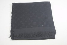 Auth Louis Vuitton  Scarf Shawl Stole Wrap Silk Wool  Black Used Women's Scarf price