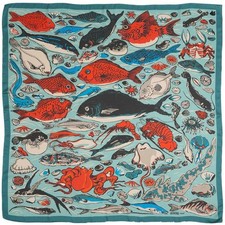 Ocean Silky Scarf | Japanese Print Marine Life Accessory Women's Scarf price