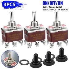 3pcs 6Pin Heavy Duty Momentary DPDT ON/OFF/ON Toggle Switch 20A 125V Waterproof Switches price