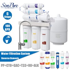 100 GPD 6 Stage Alkaline Reverse Osmosis Drinking Water Filter System Purifier Water Purifier price