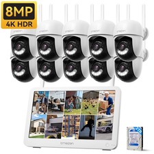 8MP PTZ Security Camera System Outdoor Wireless Audio CCTV 10CH NVR 12'' Monitor Security System Sets price