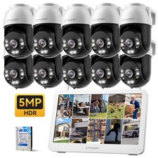 5MP PTZ Security Camera System 12'' Monitor Outdoor Wireless Audio PTZ 10CH 2TB Security System Sets price