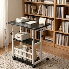 Height Adjustable Computer Desk w/ Storage Shelf Wheels Mobile Desk 3 tier BLACK Office Desk price