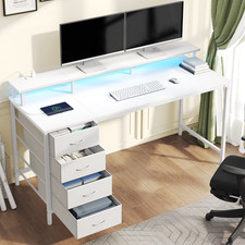 Gianna 40-Inch Computer Desk with Power Outlets and LED Lights, Gaming Desk with Office Desk price