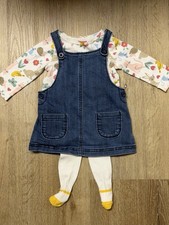 Carter's 3-Piece Denim Floral Dress Set Long Sleeve Bodysuit & Tights 6M Baby Tights price
