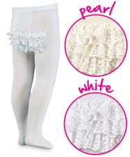 White Ruffle Lace Tights Rhumba Microfiber Christening Baptism Newborn Infant 6m Baby Tights price