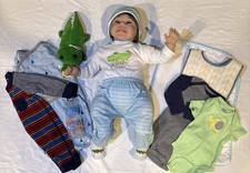 Yesteria 22" Reborn Baby Boy Doll Brown Hair Blue Eyes w/ Clothes & Accessories Baby Tights price