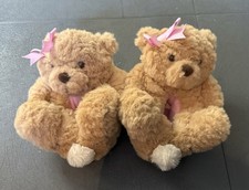 Teddy Bear Faux Fur Slip-On Slippers w/ Bow Non-Slip Girl’s US 5-6 Girls' Slippers price