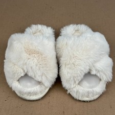 Cat & Jack Girls Faux Fur Crossband Slide Slippers WHITE Size S 13/1 Girls' Slippers price