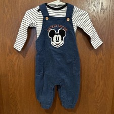 Disney Baby Mickey Mouse Corduroy Overalls Long Sleeve Shirt Set Blue 6 9 Months Baby Shirt price