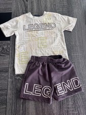 Matching Toddler Boys 2 Piece Legend Shirt & Shorts Set Size 2T Brown Tan Baby Shirt price