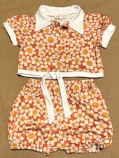Joonbird Mod Crop Top Floral Set Size Toddler 4t Orange Shorts & Shirt Baby Shirt price