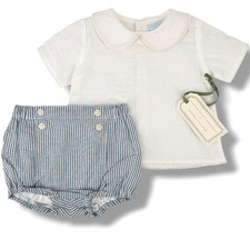 Edgehill Collection Kristin Ellen Hockman Felix Shorts Set Sz Newborn Linen Baby Shirt price
