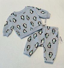 Old Navy Baby Boy 0-3 Months Pants Shirt 2 PC Set Cute Winter Penguin Outfit New Baby Shirt price
