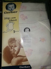 New  Gerber 3pk Baby Slip On Shirt medium assorted girl prints 19-26lbs Baby Shirt price