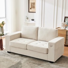 70" Loveseat Sofa w/ Side Pocket USB Port 2 Seat Chenille Sofa Couch Living Room Loveseat price
