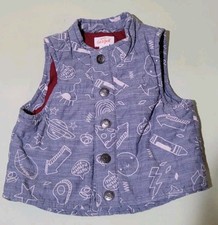 Cat & Jack Infant Boys Blue/White Print Vest Lightweight /Snaps Size 3-6 Months Baby Undershirt price