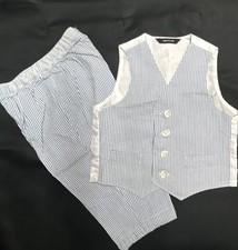 Baby 2 Piece Striped Vest Set 12M Blue White Button Accents Cotton Blend Baby Undershirt price
