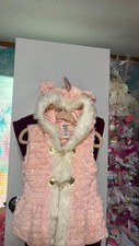 Little Lass Unicorn Faux Fur Vest Kids 3T Pink Good Hooded Sequins Toggle Baby Undershirt price