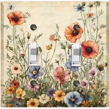 Metal Light Switch Outlet Cover Decorative Wall Plate Faded Flowers FWR143 Outlet Cover price