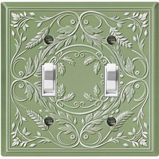 Metal Light Switch Outlet Cover Wall Plate Elegant Green Floral Frame FME145 Outlet Cover price