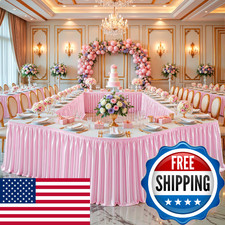 Party Talk 17Ft Baby Pink Satin Table Skirt For Rectangle Or Round Tables Baby Skirt price