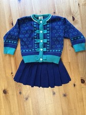 Vintage 90s Girls Skirt Cardigan Set Heart Buttons 12 Months Baby Skirt price