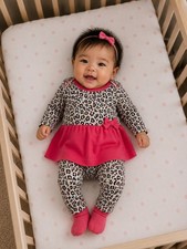Garanimals Girls 3-6M 3pc Pink Leopard Long Sleeve Bodysuit Skirt Leggings Baby Skirt price