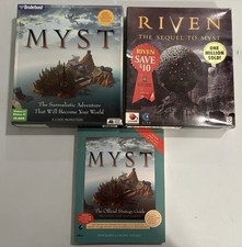 Myst + Expanded Strategy Guide & Riven w/discs sealed Big Box PC Computer CIB Computer Games price