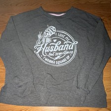 Women’s Gray Crew Neck Pullover Sweatshirt Graphic Print Long Sleeve M Women's Sweatshirt price