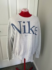 Nike Oversized Sweatshirt Gray with Blue Logo Women's Small Women's Sweatshirt price