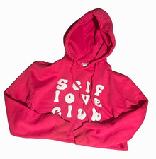 Womens Pink Pullover Hoodie XS Self Love Club Graphic Print Long Sleeve Women's Sweatshirt price