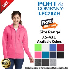 Port & Company Womens Long Sleeve Core Fleece Full-Zip Hooded Sweatshirt LPC78ZH Women's Sweatshirt price