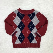 Toddler Boys Knitted Red Navy Blue Fair Isle Pattern Crewneck Sweater Pullover Baby Sweater price
