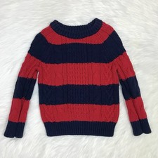 Gap Toddler Boys Cotton Acrylic Navy Blue & Red Chunky Cable Knitted Sweater Baby Sweater price