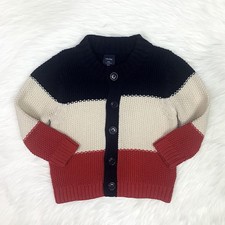 Gap Toddler Cotton Knitted Blue Ivory Red Button Down Cardigan Sweater 12-18M Baby Sweater price