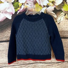 Cherokee Toddler Boys Cotton Navy Blue Knitted Chunky Cable Soft Sweater Baby Sweater price
