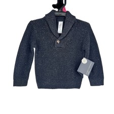 Modern Moments Shawl Collar Sweater Baby 18M Dark Grey Blue Ribbed Knit Pullover Baby Sweater price