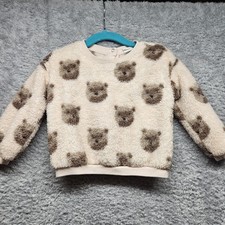 Baby Gap Unisex Fuzzy Bear Sweater Size 12-18 Months Teddy Neutral Comfort Baby Sweater price
