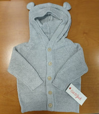 Cat & Jack Baby Gray Bear Hooded Knit Sweater Cardigan *Size 6-9mos* - 6A Baby Sweater price