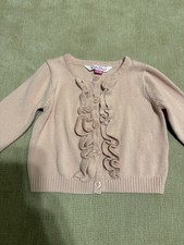 RuffleButts Pink Cotton Knit Ruffle Button Front Cardigan Sweater Girls 12-18M Baby Sweater price