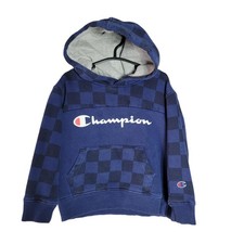 Kids Champion Blue Checkered Hoodie Sweatshirt Size 3T Boys Toddler Sweatshirt Baby Sweater price
